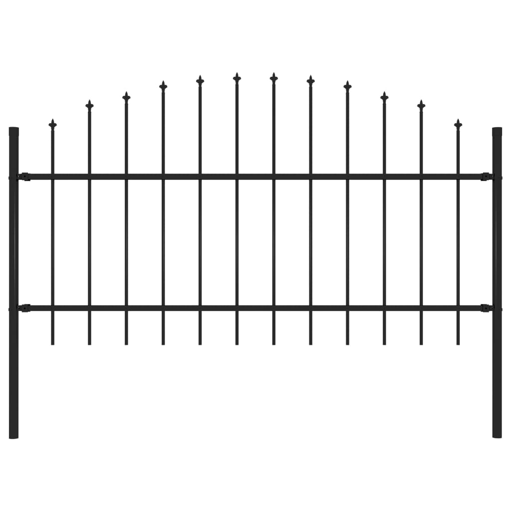 vidaXL Záhradný plot s hrotmi, oceľ (1-1,25)x1,7 m, čierny