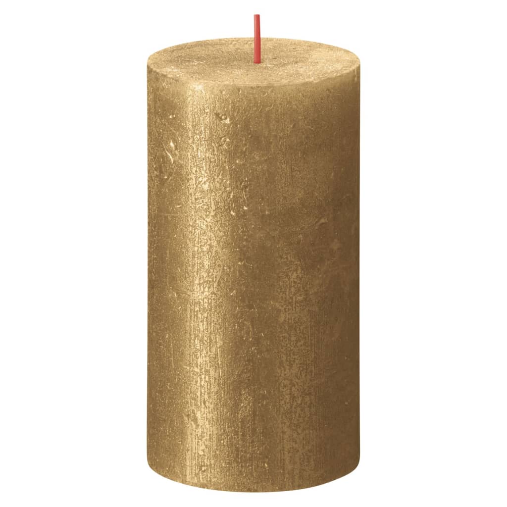 Bolsius Rustikálne valcové sviečky Shimmer 4 ks 130x68 mm, zlaté