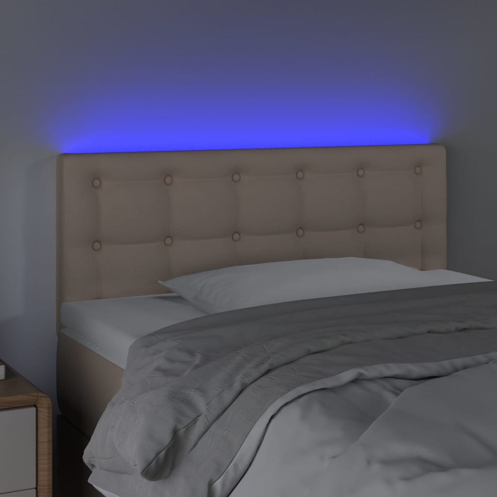vidaXL Čelo postele s LED kapučínové 80x5x78/88 cm umelá koža