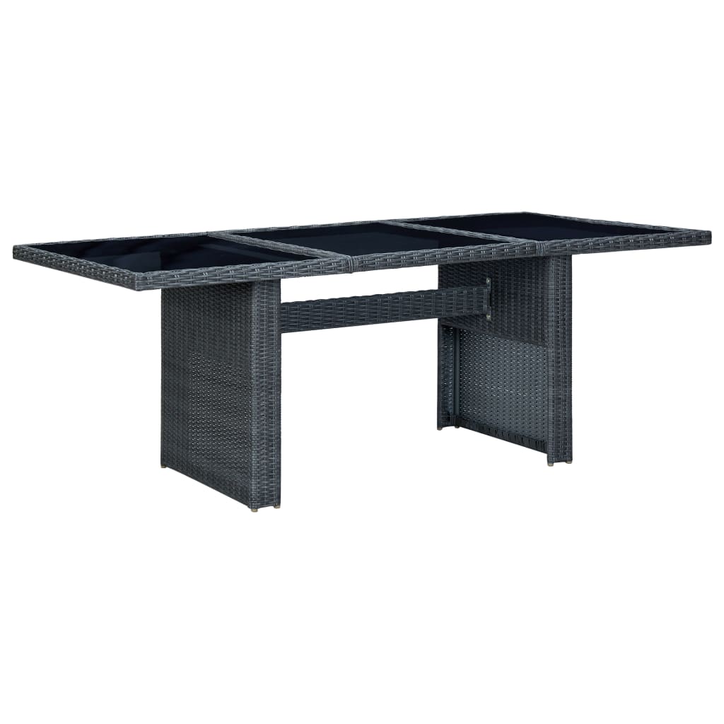 vidaXL Záhradný stôl, tmavosivý, polyratan a tvrdené sklo