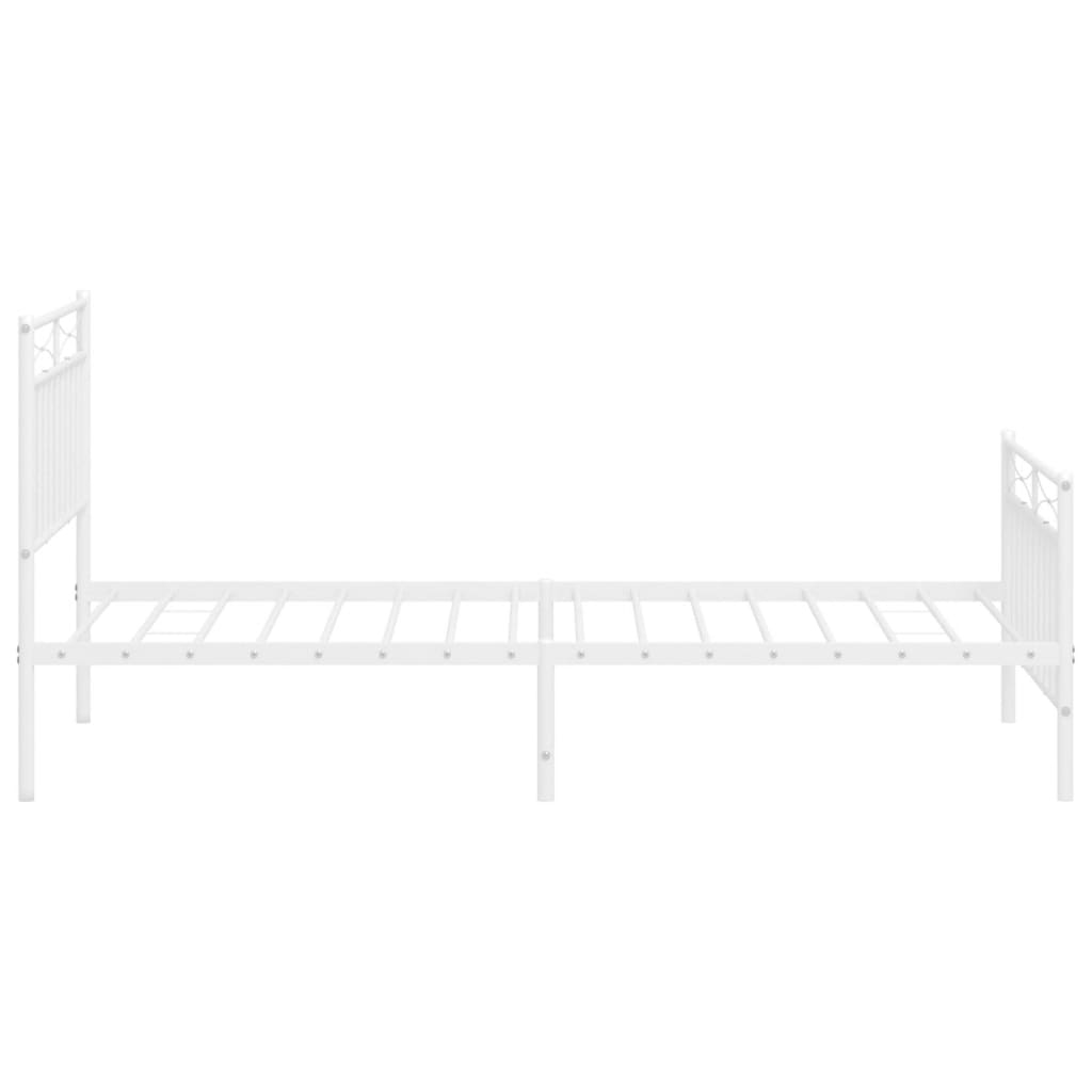 vidaXL Kovový rám postele s čelom a podnožkou biely 100x190 cm