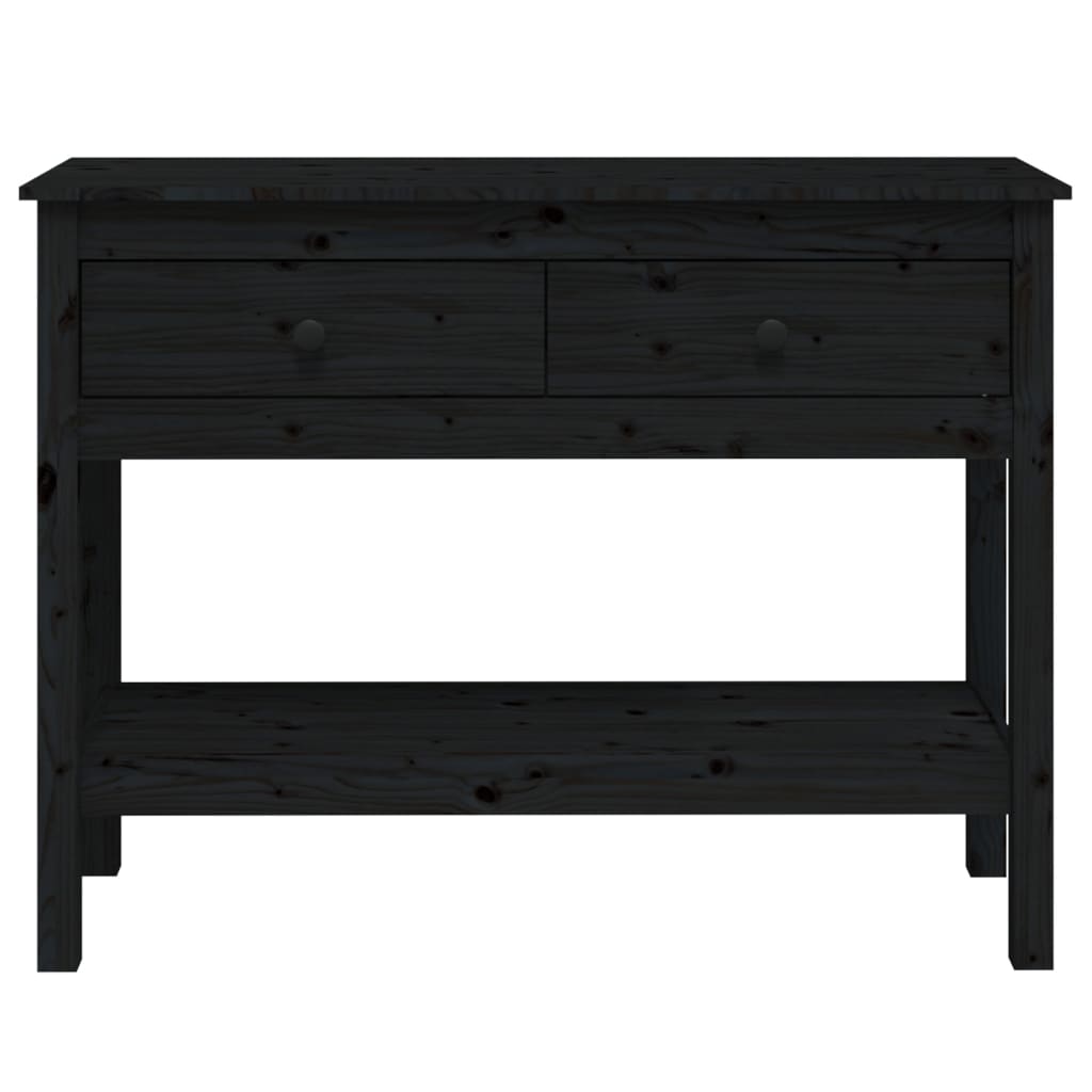 vidaXL Konzolový stolík čierny 100x35x75 cm masívne borovicové drevo