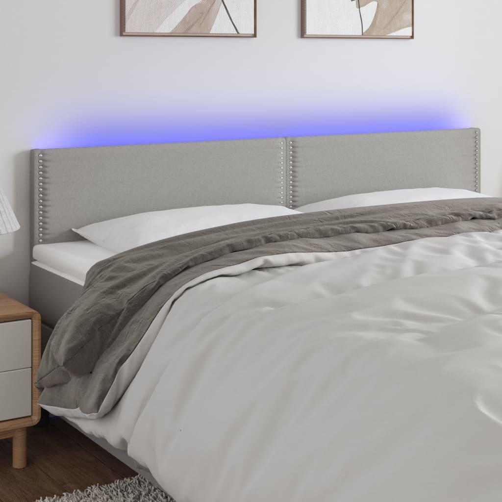 vidaXL Čelo postele s LED bledosivé 180x5x78/88 cm látka