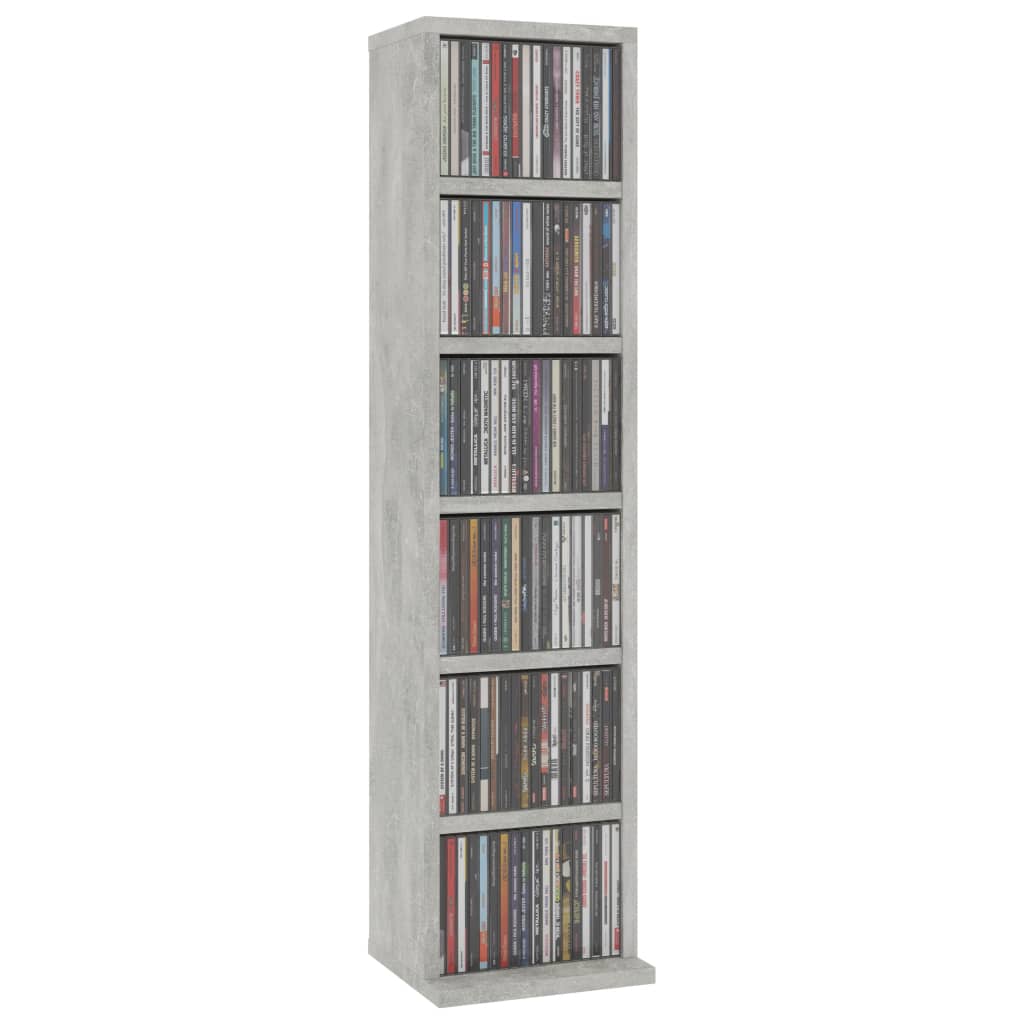 vidaXL Skrinka na CD, betónovo sivá 21x20x88 cm, kompozitné drevo
