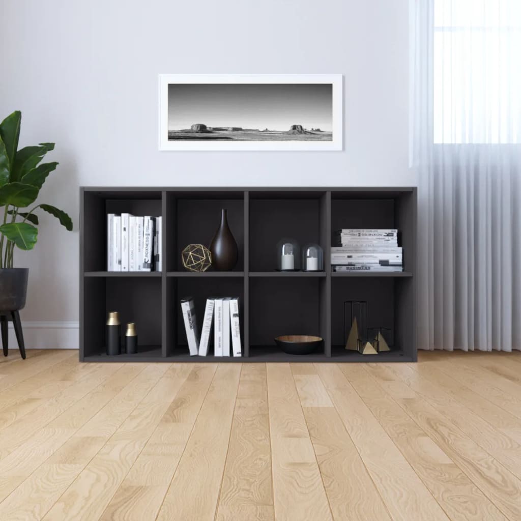 vidaXL Knižnica/komoda, sivá 66x30x130 cm, kompozitné drevo