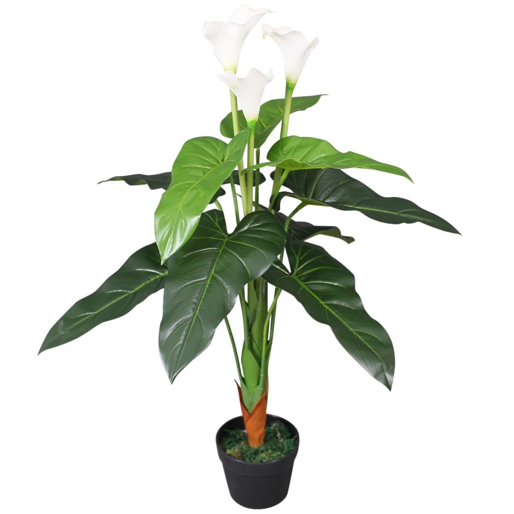 vidaXL Umelá rastlina, kala s kvetináčom 85 cm, biela