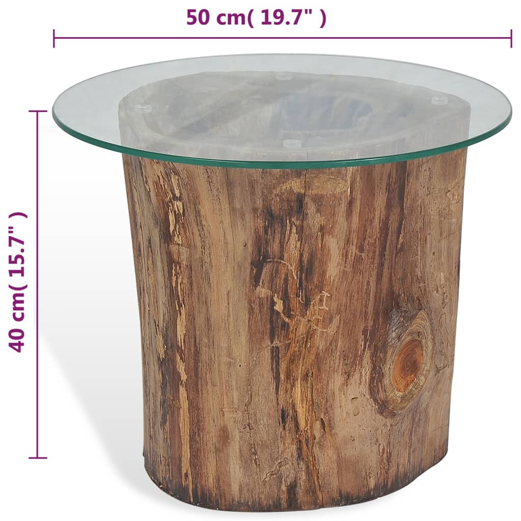vidaXL Konferenčný stolík, teakové drevo a sklo, 50x40 cm