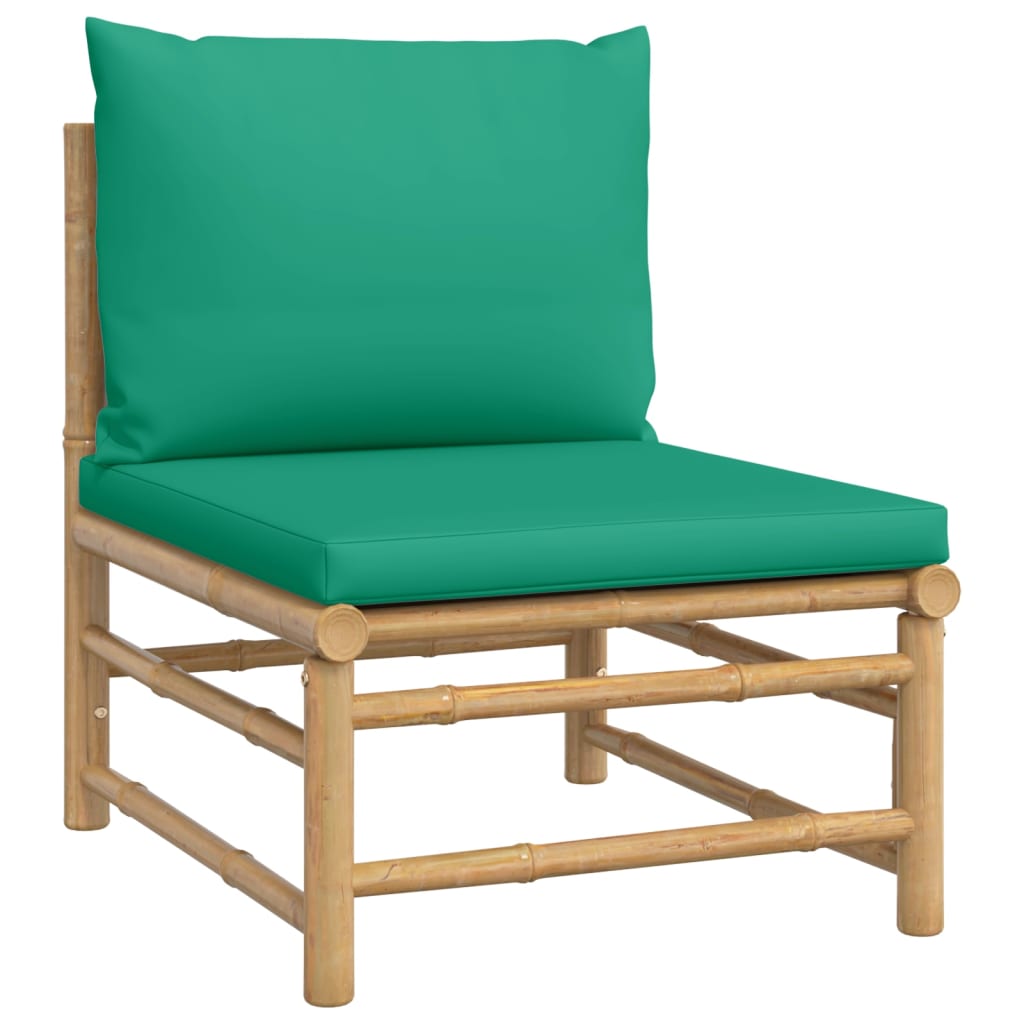 vidaXL 3-dielna záhradná sedacia súprava zelené vankúše bambus