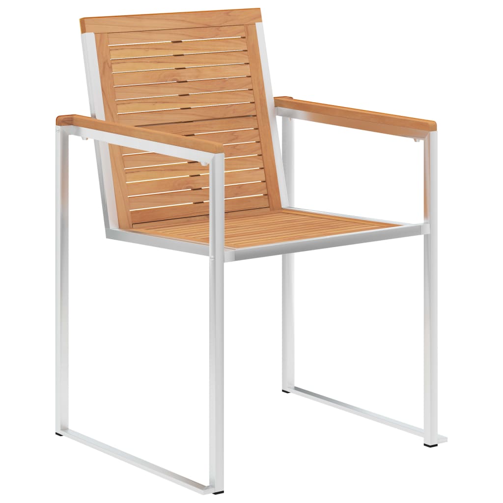 vidaXL Záhradné stoličky 2 ks teakový masív a nehrdzavejúca oceľ