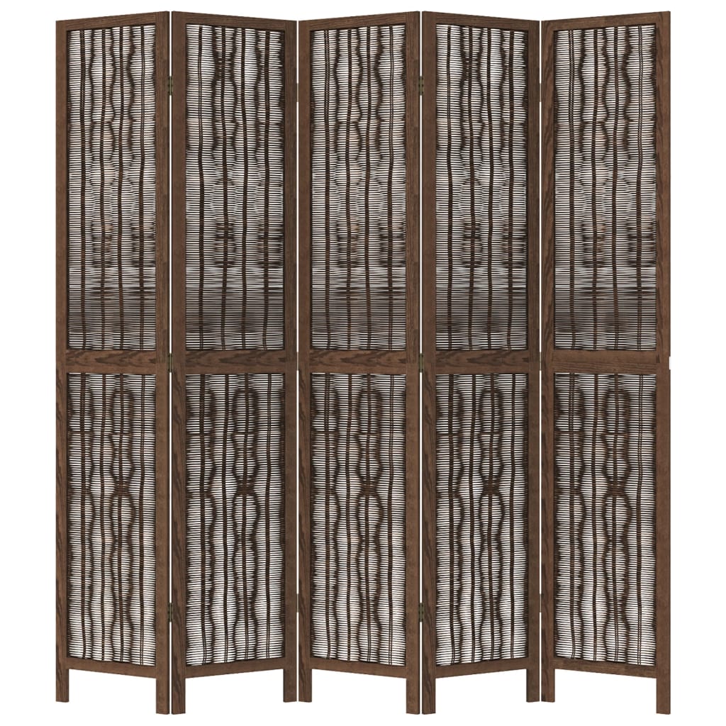 vidaXL Paraván 5 panelov tmavohnedý masívne drevo paulownie