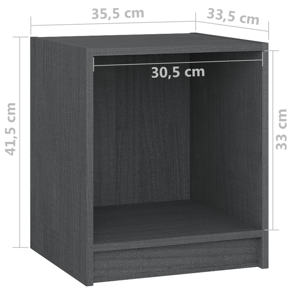 vidaXL Nočný stolík sivý 35,5x33,5x41,5 cm borovicový masív