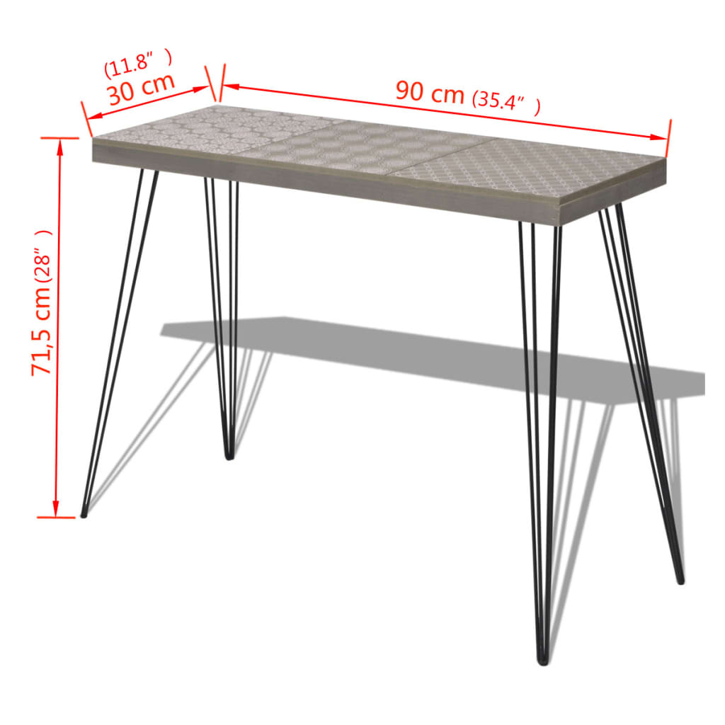 vidaXL Prístavný stolík, 90x30x71,5 cm, šedý