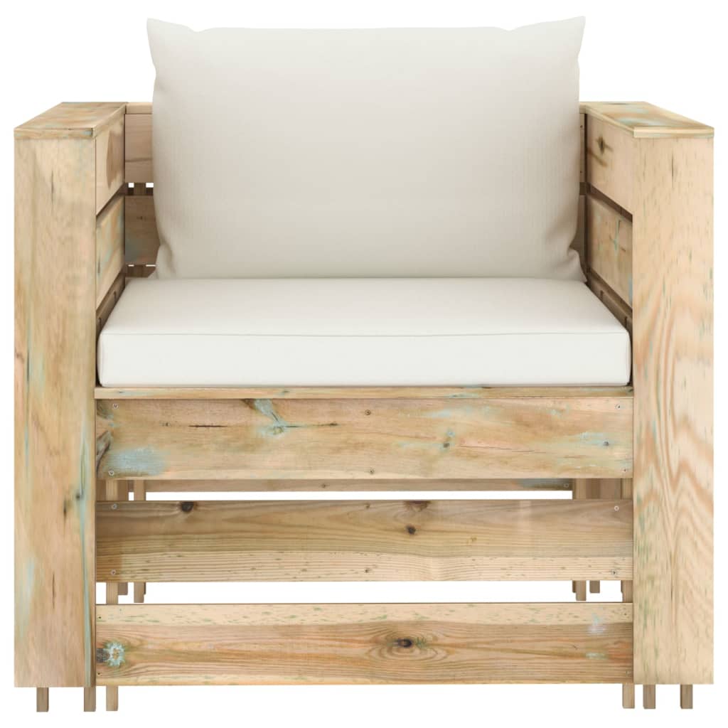 vidaXL 2-dielna sedacia súprava s podložkami zelená impregnované drevo