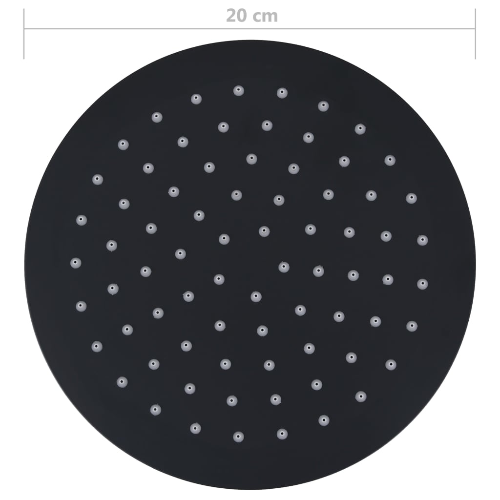 vidaXL Dažďová sprchová hlavica, oceľ 20 cm, okrúhla, čierna