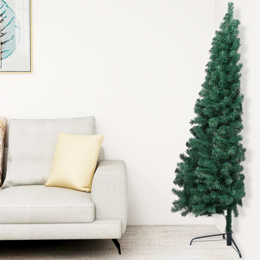 vidaXL Umelý polovičný vianočný stromček s LED a podstavcom zelený 120 cm PVC