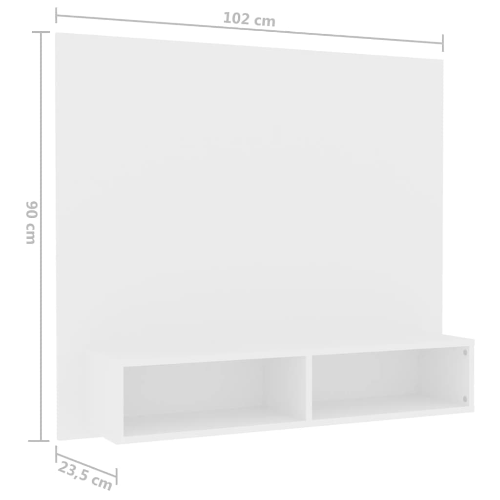 vidaXL Nástenná TV skrinka biela 102x23,5x90 cm drevotrieska