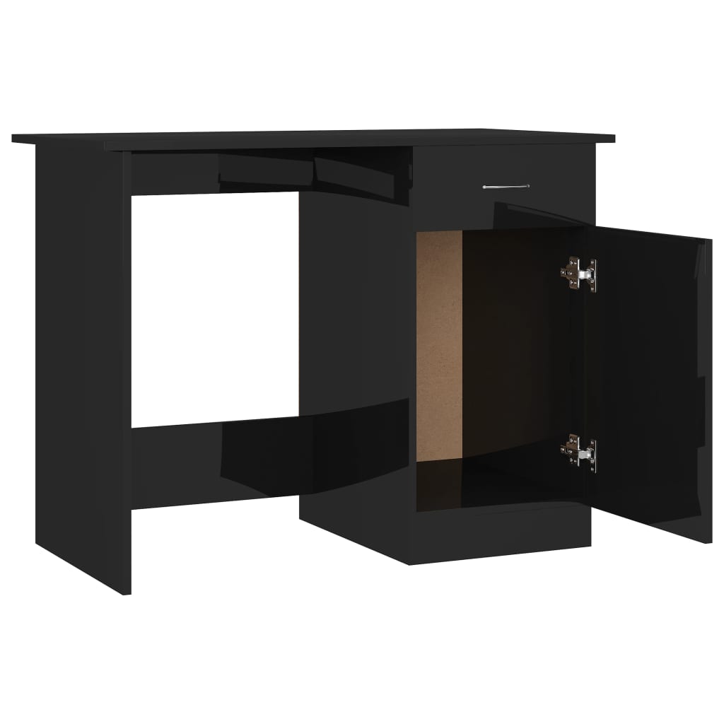 vidaXL Písací stôl, lesklý čierny 100x50x76 cm, drevotrieska