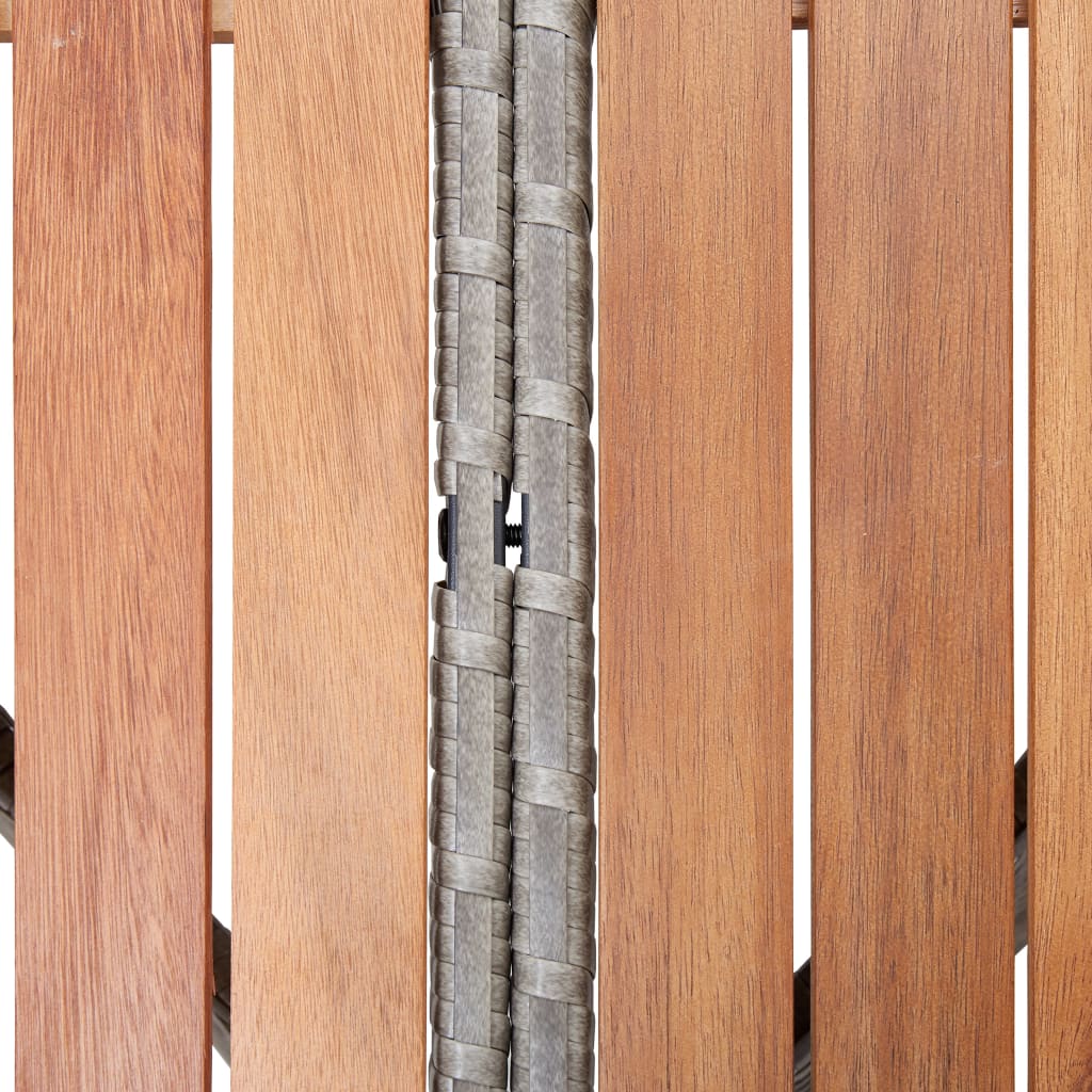 vidaXL Záhradný stôl, sivý 115x74 cm, polyratan a akáciové drevo