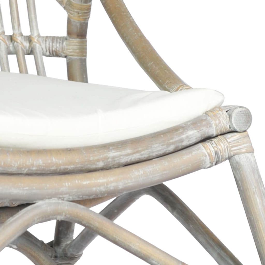 vidaXL Ratanová stolička sivá ľan