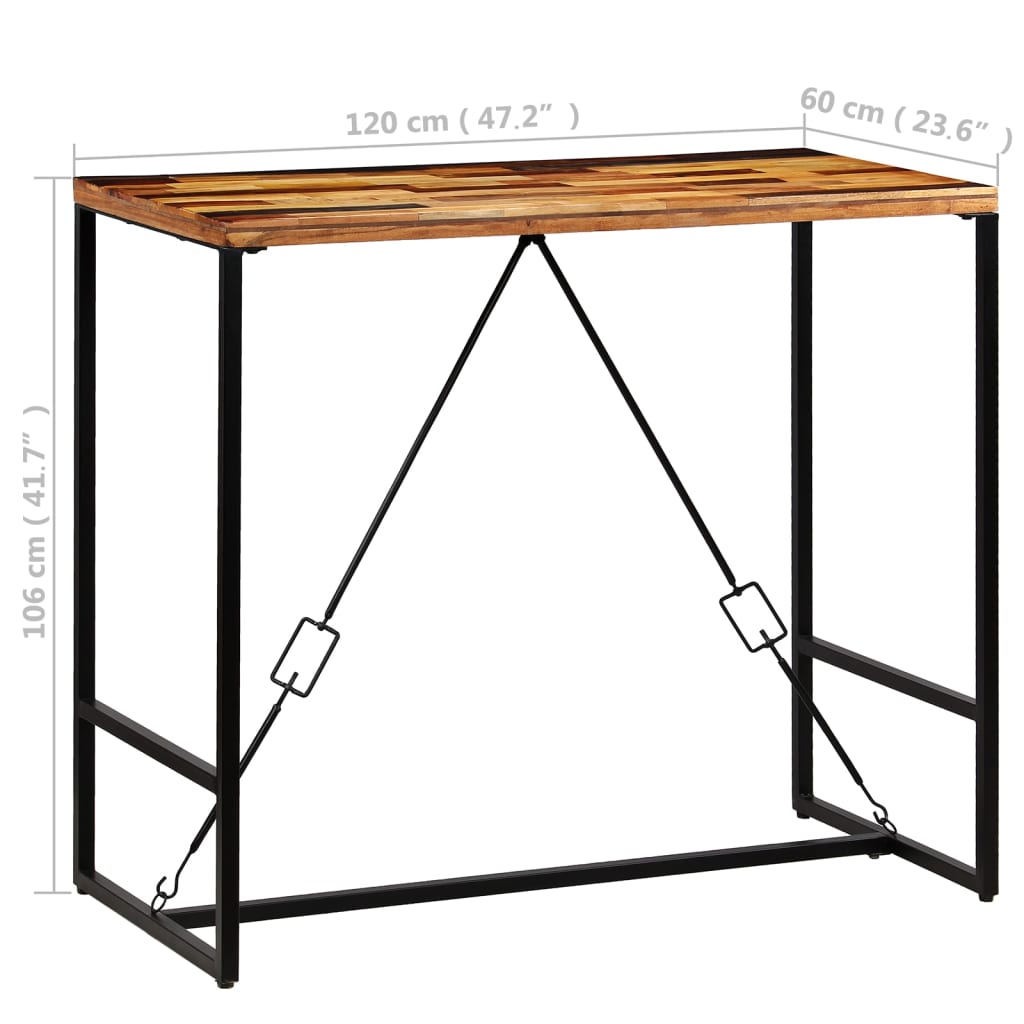 vidaXL Barový stôl, recyklovaný masív 120x60x106 cm