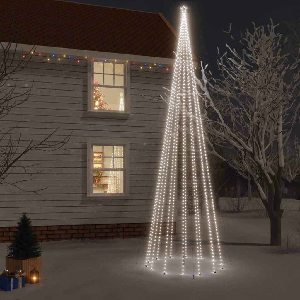vidaXL Vianočný stromček s hrotom 1134 studených bielych LED 800 cm