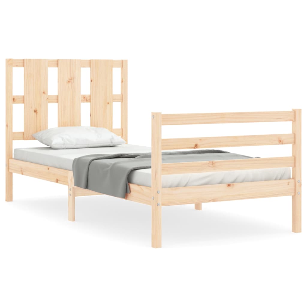 vidaXL Rám postele s čelom jednolôžko masívne drevo