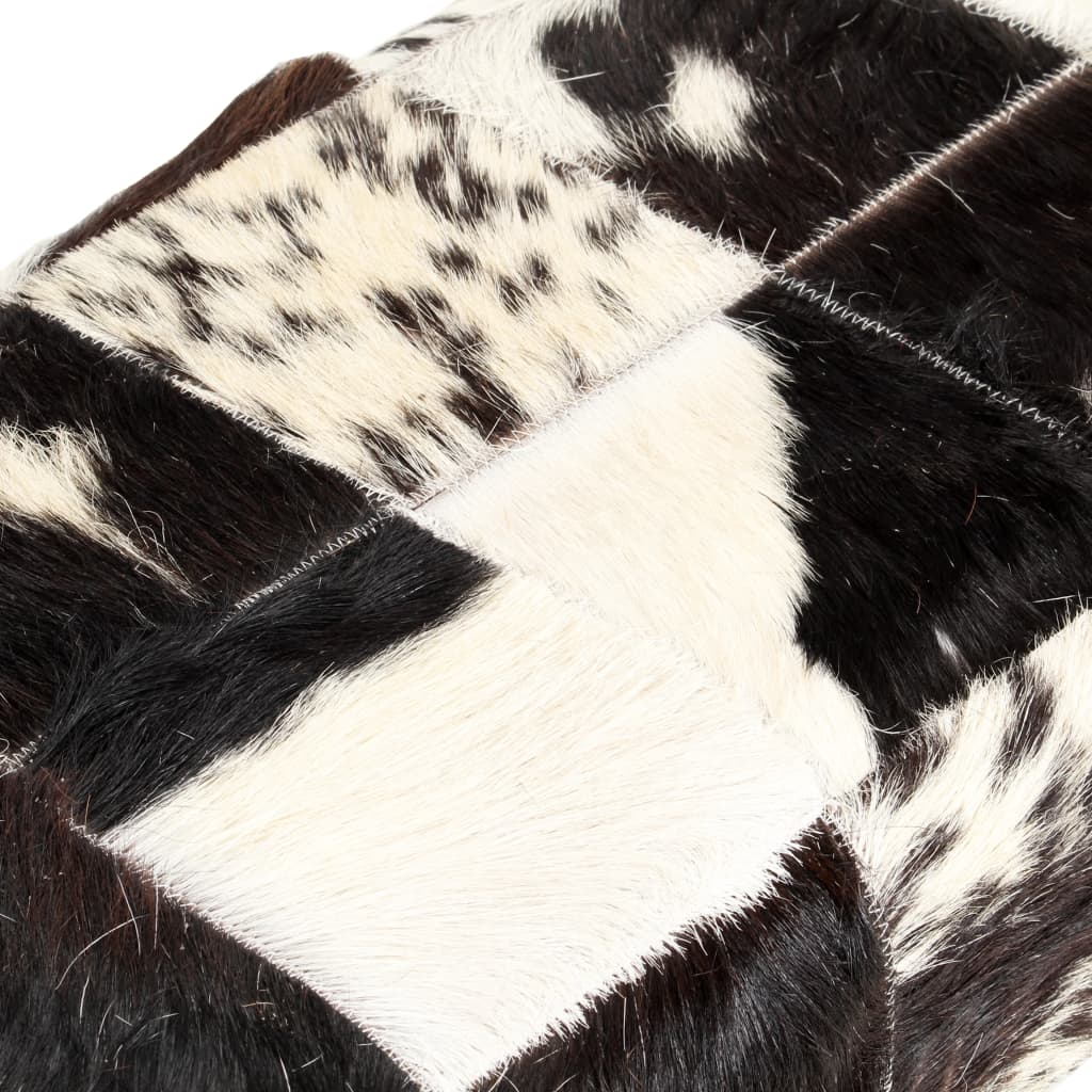 vidaXL Lavička 110 cm čierna štýl patchwork pravá kozia koža