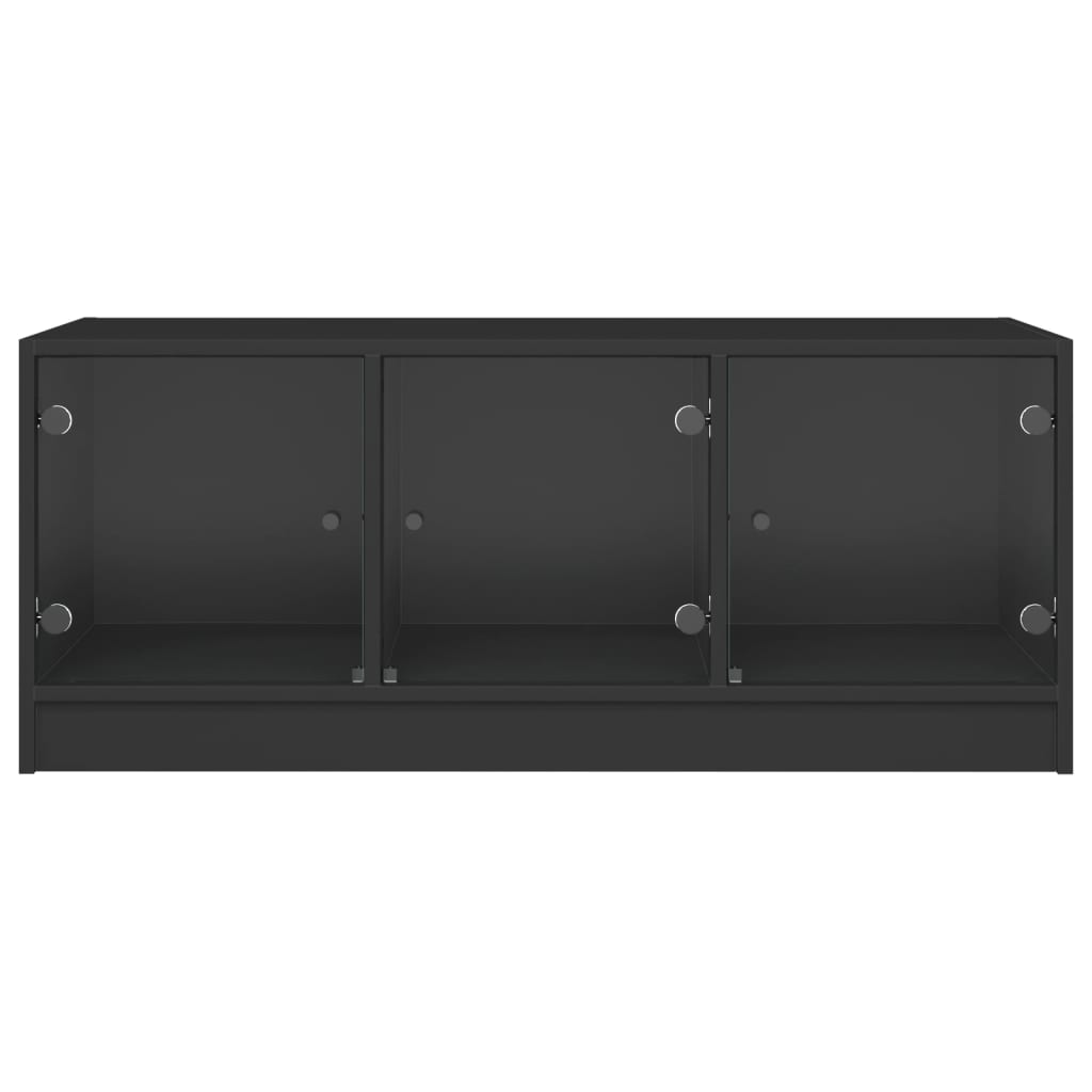vidaXL Konferenčný stolík so sklenenými dvierkami čierny 102x50x42 cm
