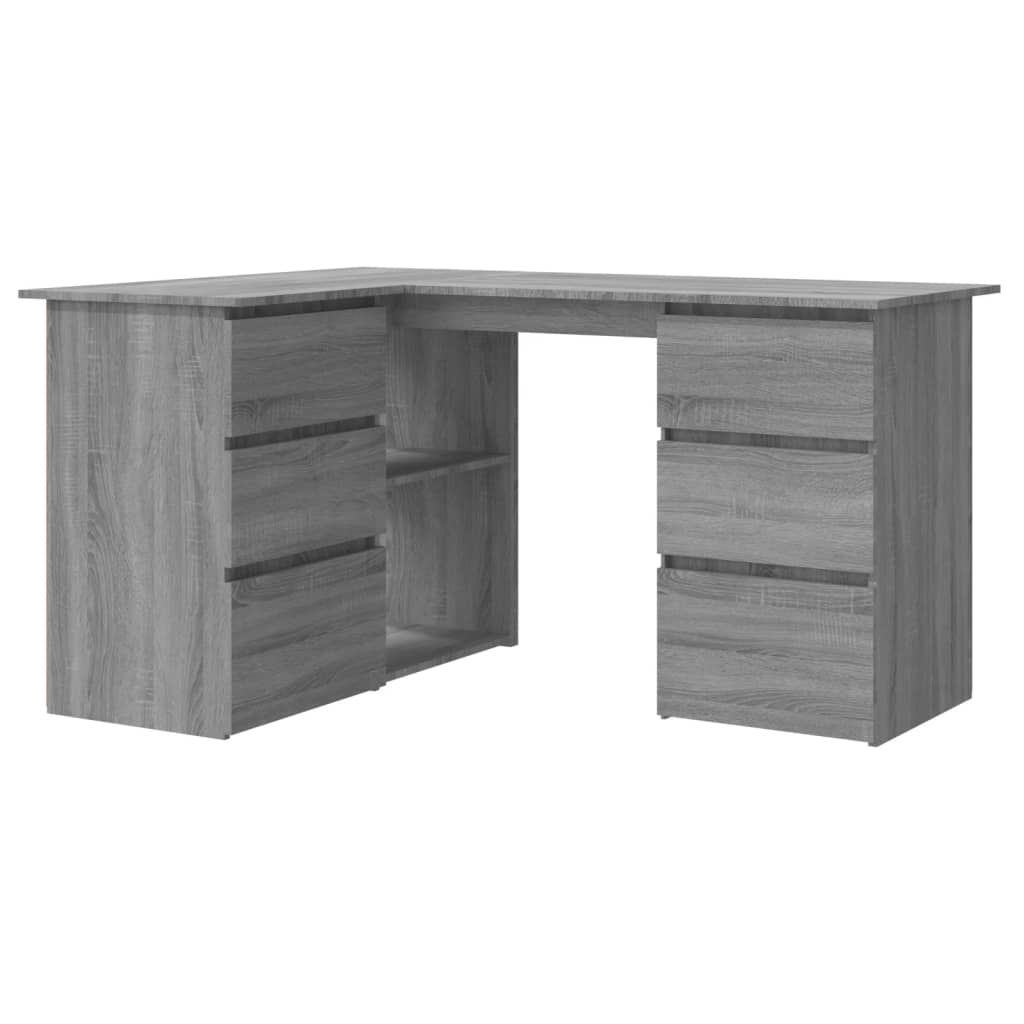 vidaXL Rohový stôl sivý dub sonoma 145x100x76 cm spracované drevo
