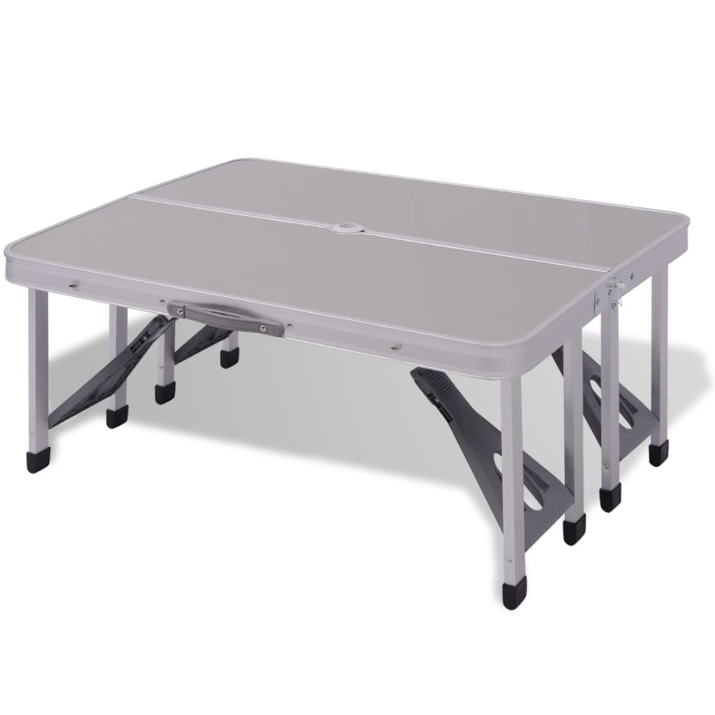 vidaXL Skladací piknikový stôl so 4 stoličkami, hliníkový, šedý