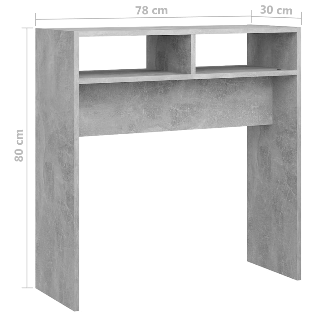 vidaXL Konzolový stolík betónový-sivý 78x30x80 cm drevotrieska