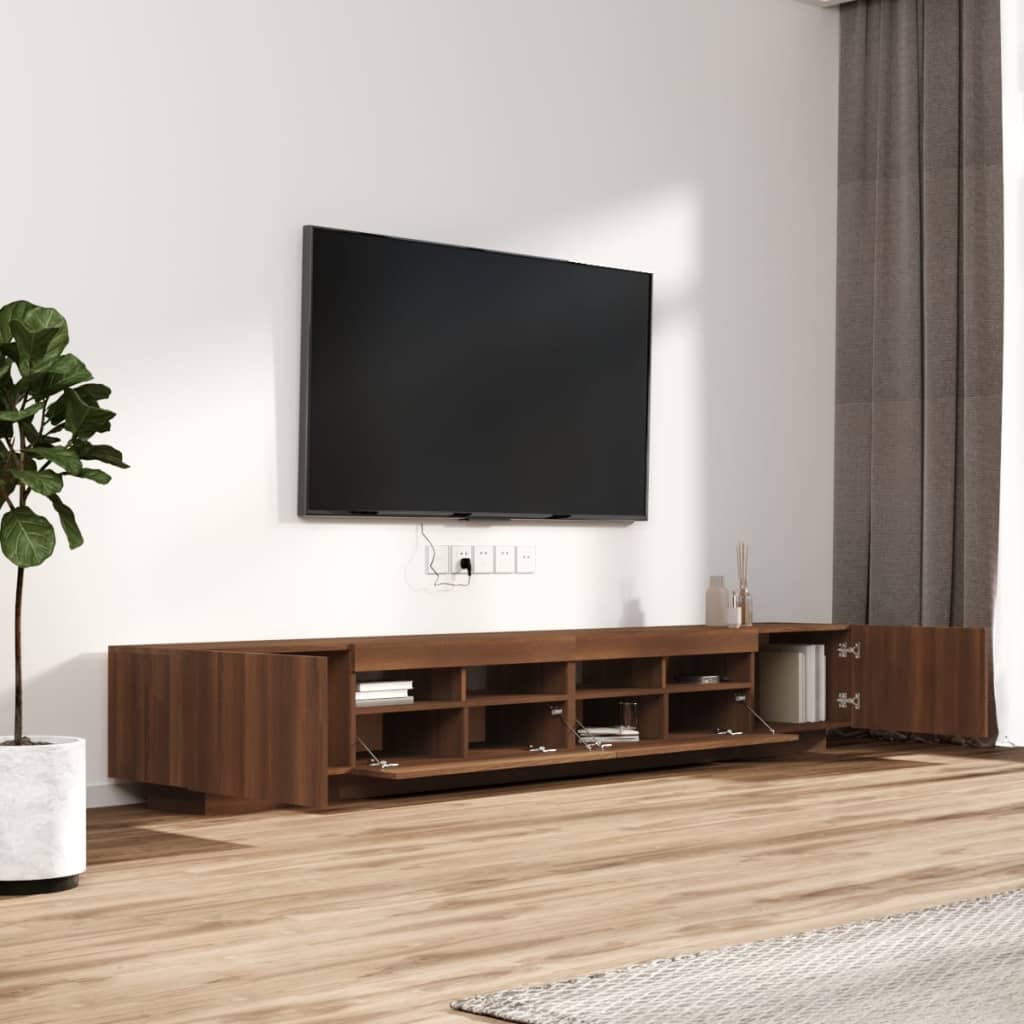 vidaXL 3-dielna súprava TV skriniek s LED hnedý dub spracované drevo