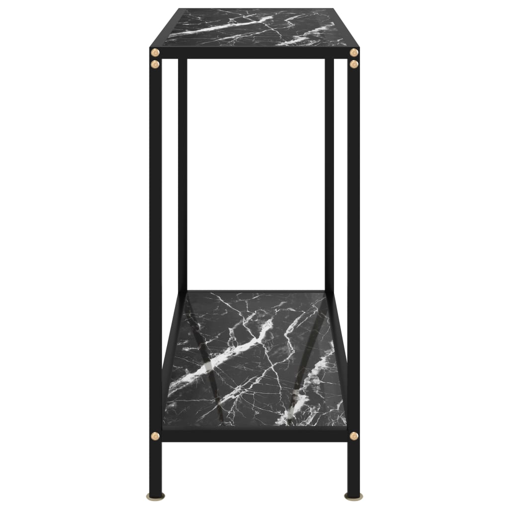 vidaXL Konzolový stolík, čierny 80x35x75 cm, tvrdené sklo
