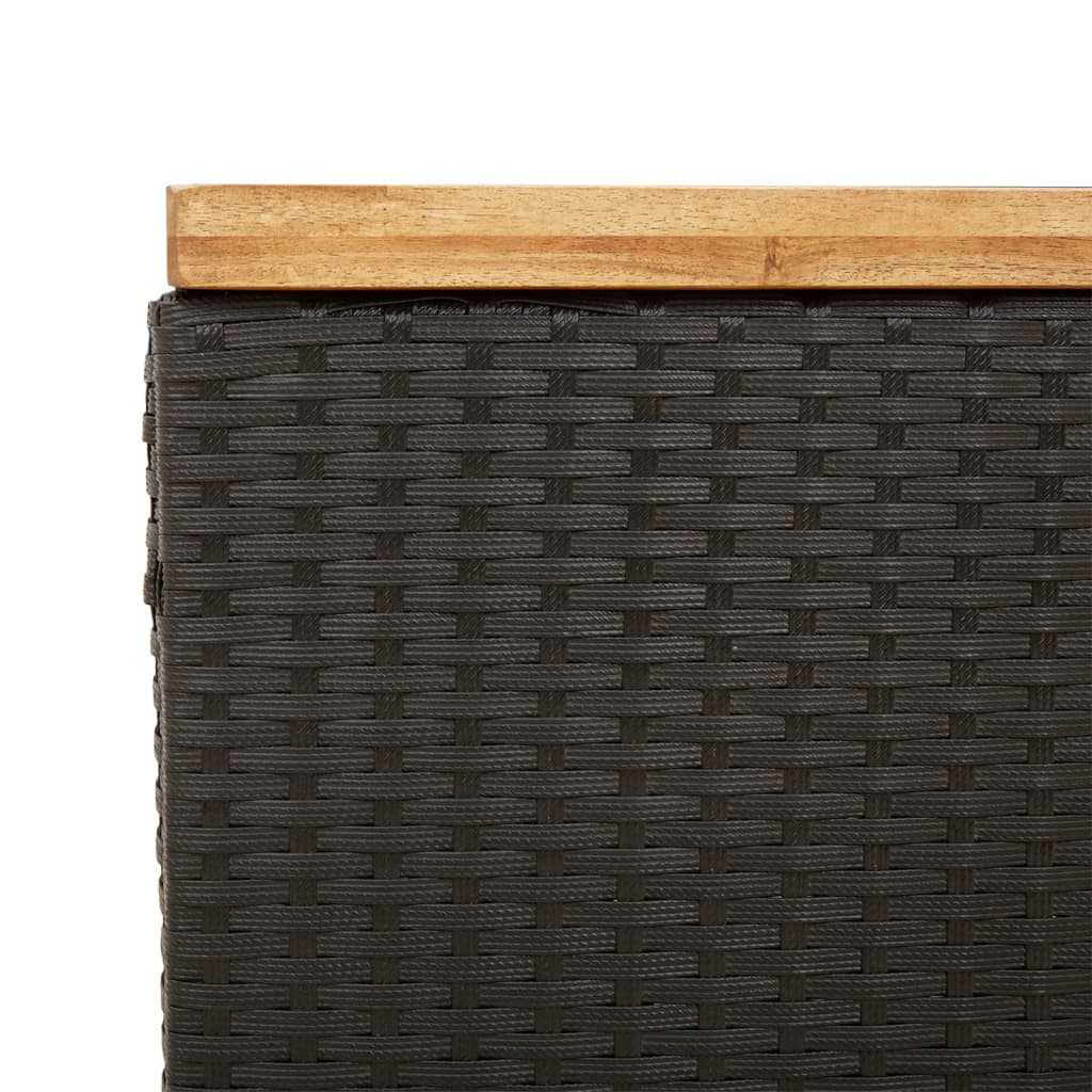 vidaXL Záhradný úložný box čierny 80x40x48 cm polyratan akáciové drevo