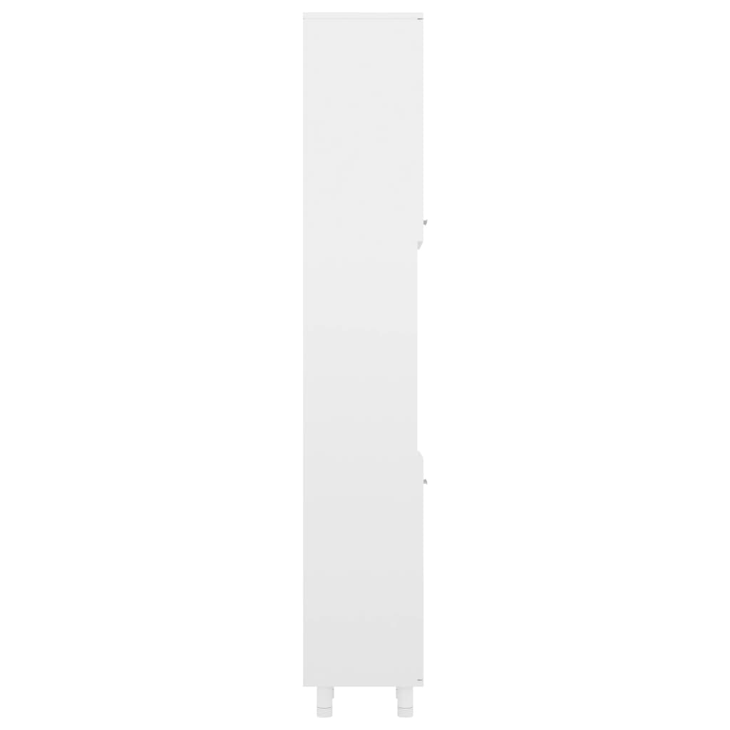 vidaXL Skrinka do kúpeľne, lesklá biela 30x30x179 cm, kompozitné drevo