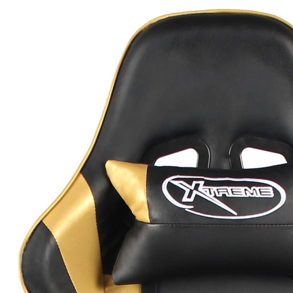 vidaXL Otočná herná stolička zlatá PVC
