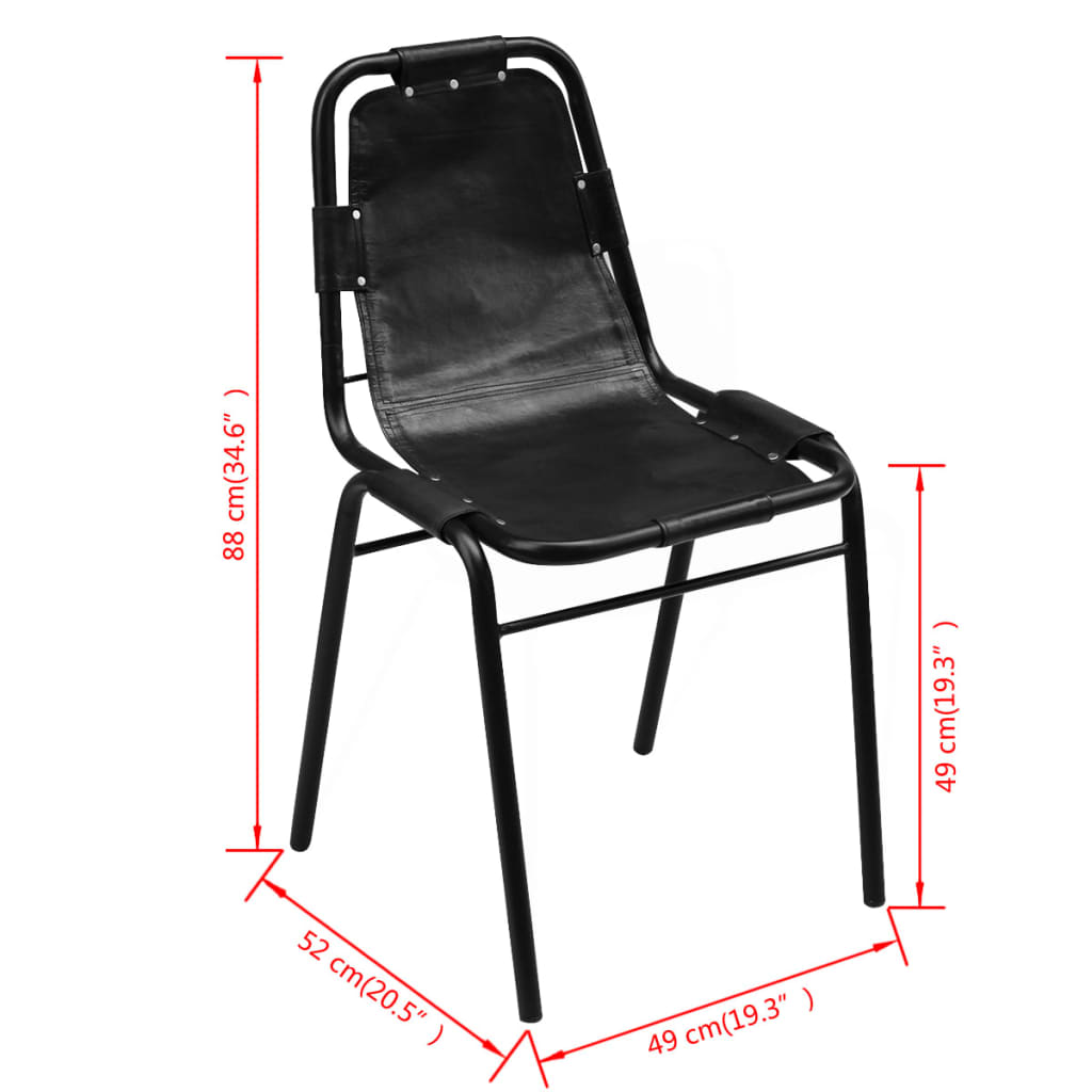 vidaXL Jedálenské stoličky 6 ks, čierne, pravá koža