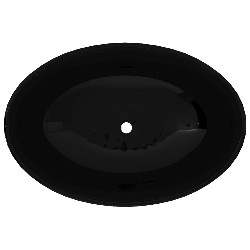 Luxusné keramické umývadlo, oválny tvar, čierne, 40 x 33 cm