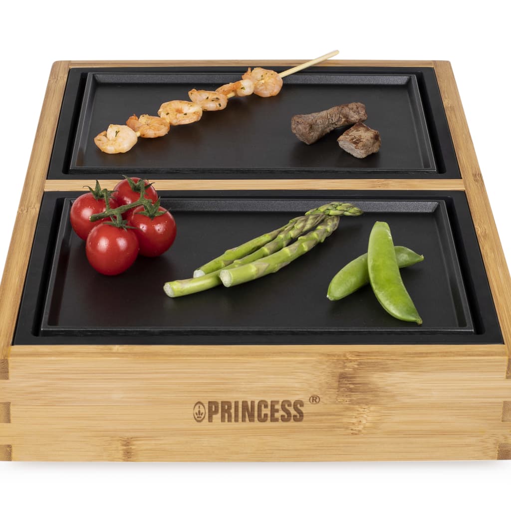 Princess Chef Stolný gril Dinner4All Pure 840 W kov a bambusové drevo