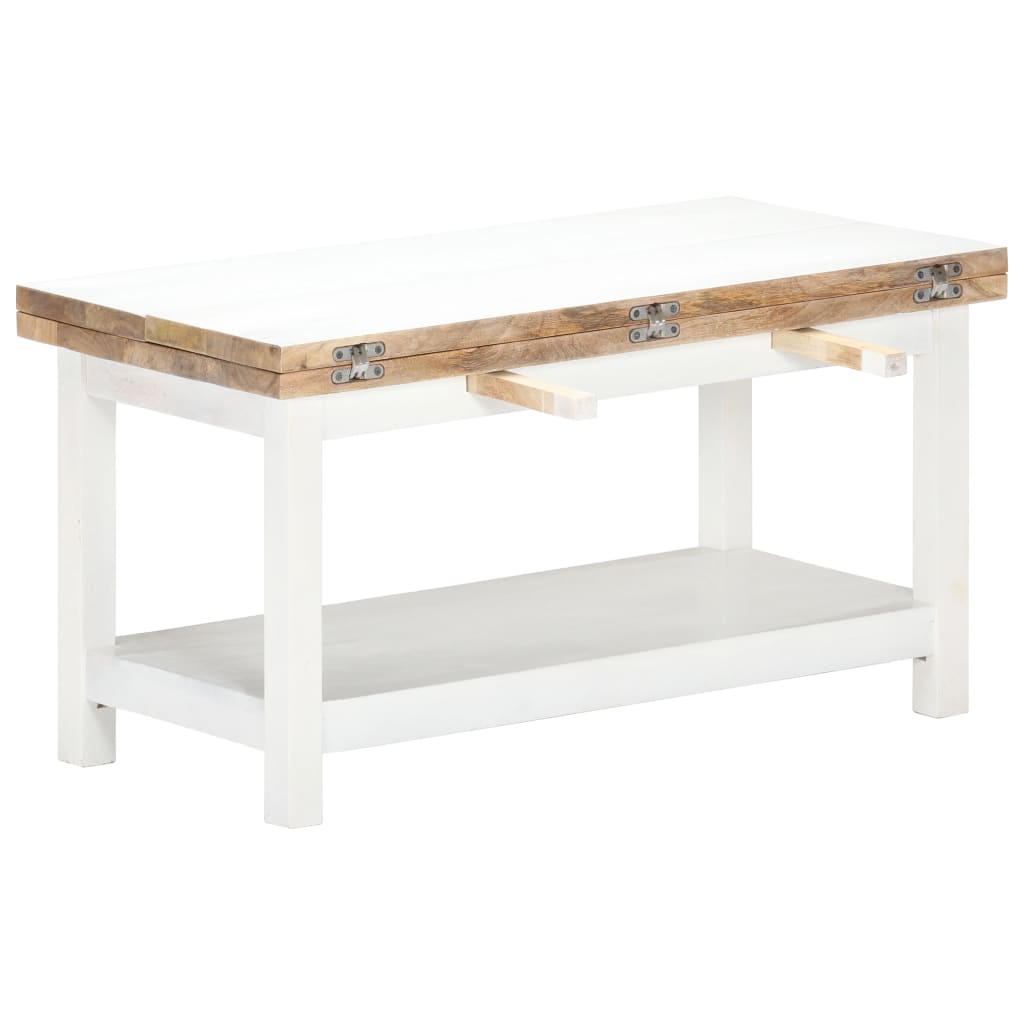 vidaXL Rozťahovací stolík biely 90x(45-90)x45 cm mangové drevo