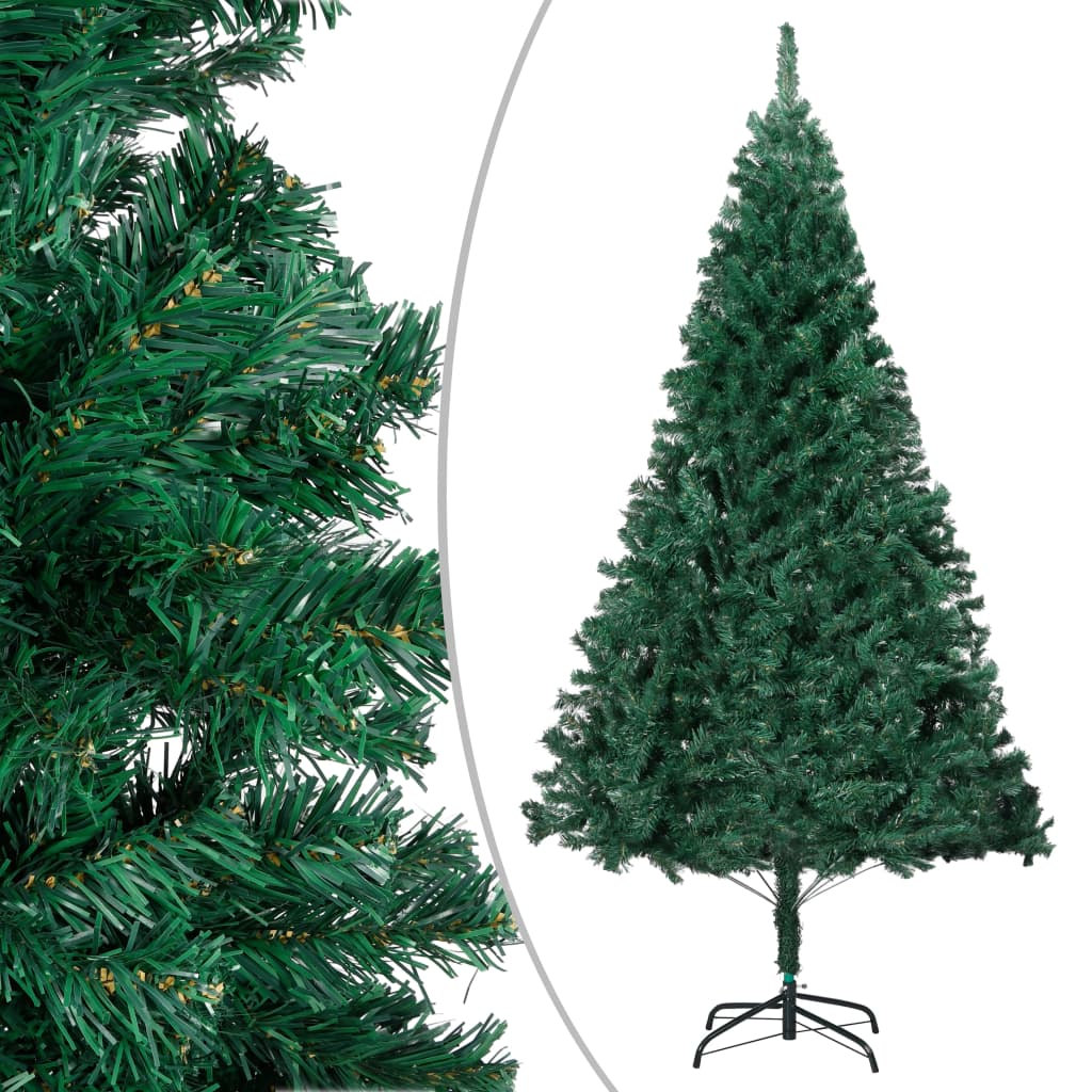 vidaXL Osvetlený umelý vianočný stromček s guľami, zelený 120 cm, PVC