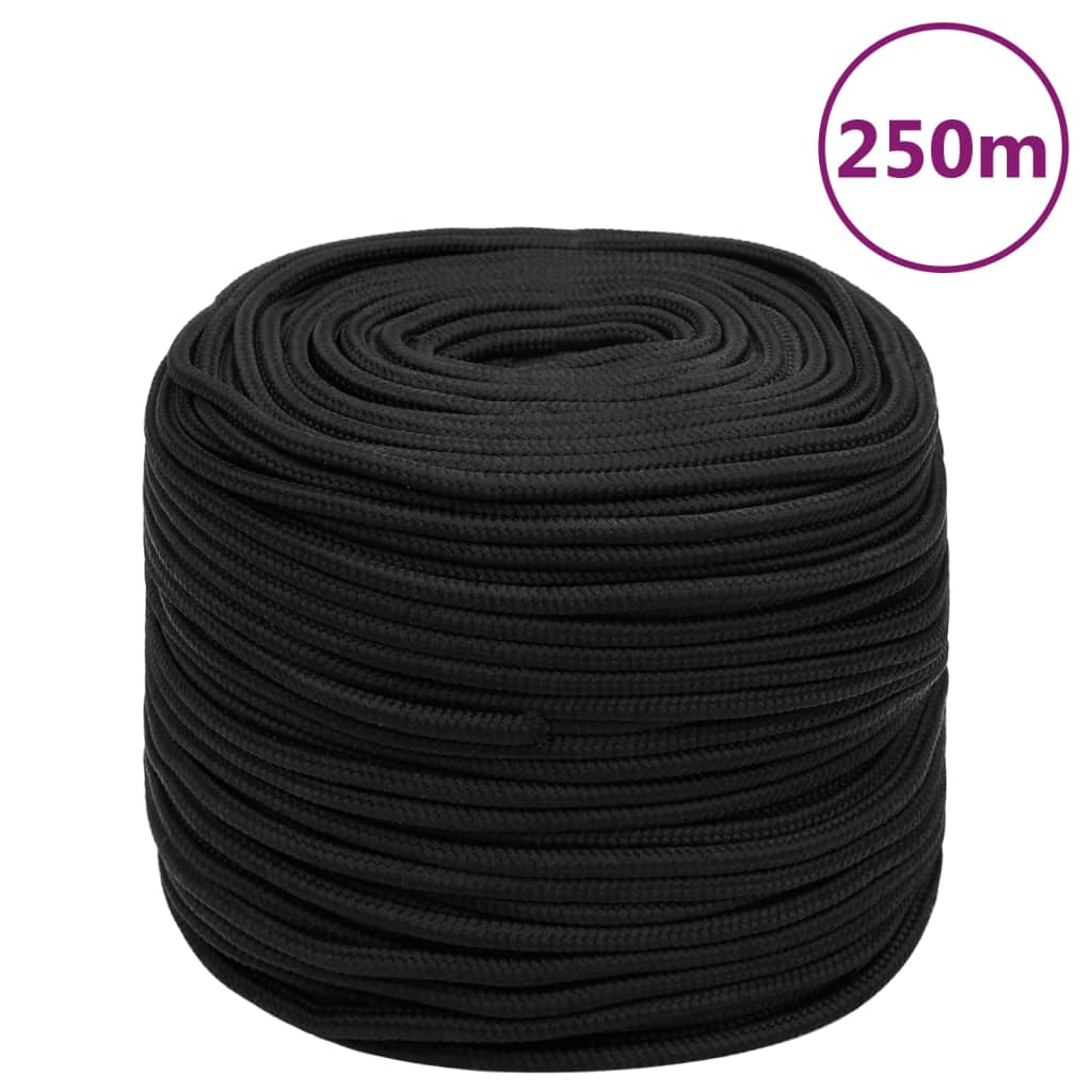 vidaXL Lodné lano čierne 6 mm 250 m polypropylén