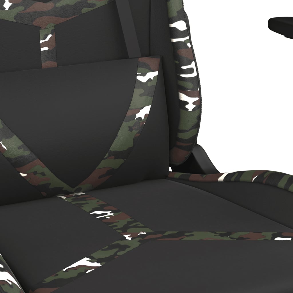 vidaXL Masážna herná stolička čierna a maskáčová umelá koža
