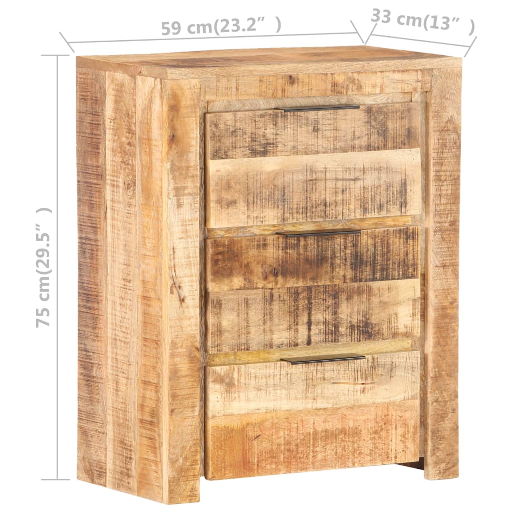 vidaXL Komoda 59x33x75 cm surové mangovníkové drevo