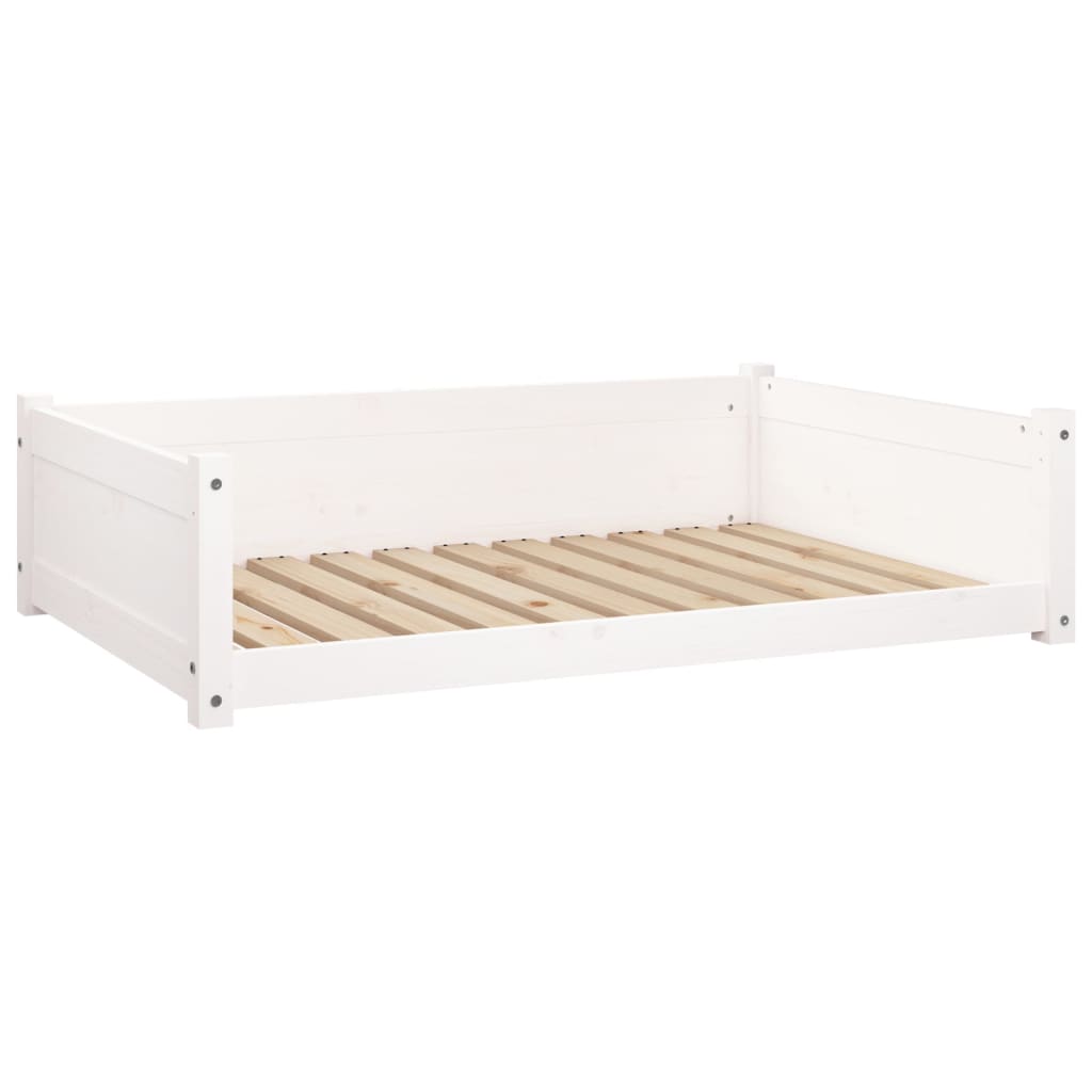 vidaXL Psia posteľ biela 105,5x75,5x28 cm borovicový masív