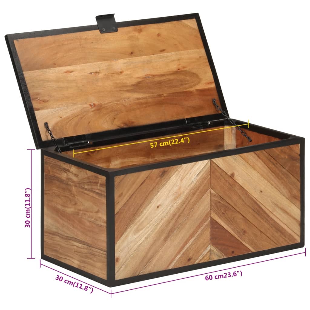 vidaXL Úložný box 60x30x30 cm masívna akácia a železo