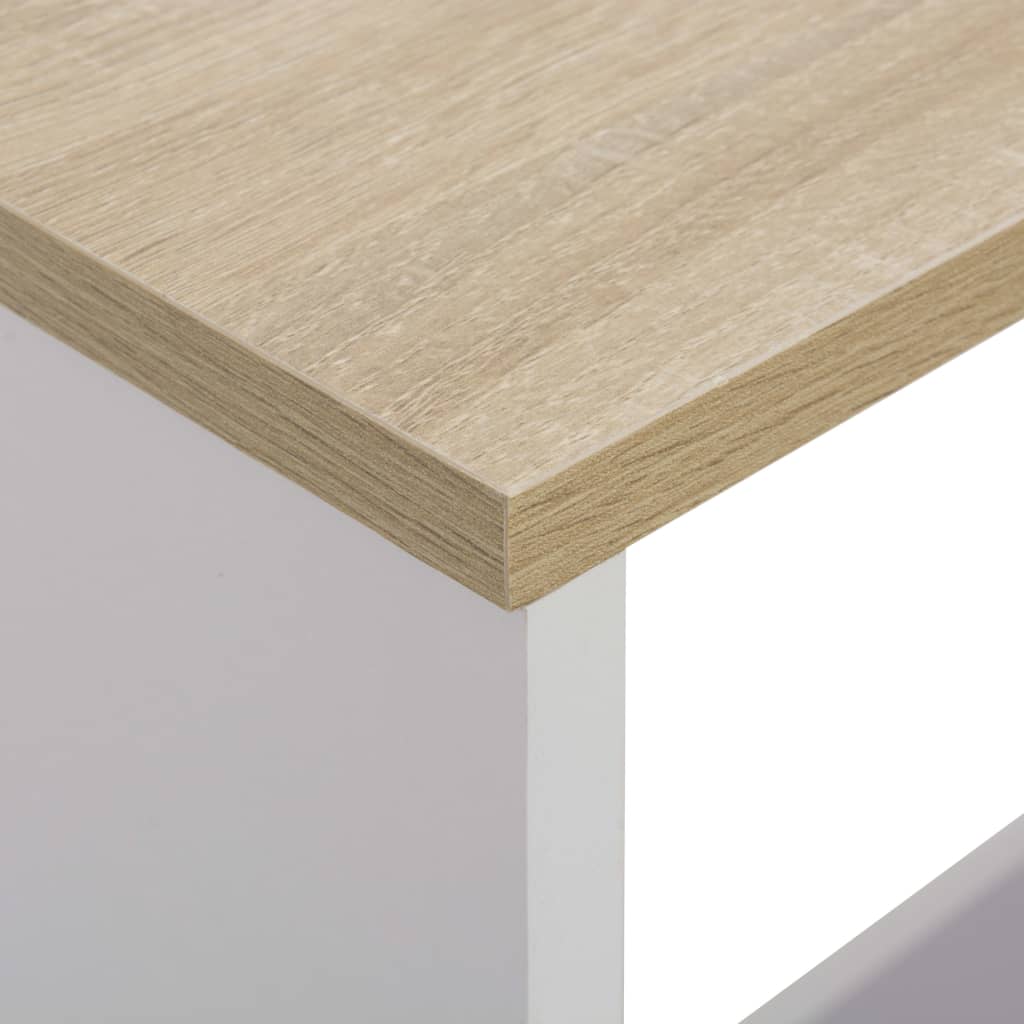 vidaXL Barový stôl s 2 stolovými doskami, bielo dubový 130x40x120 cm