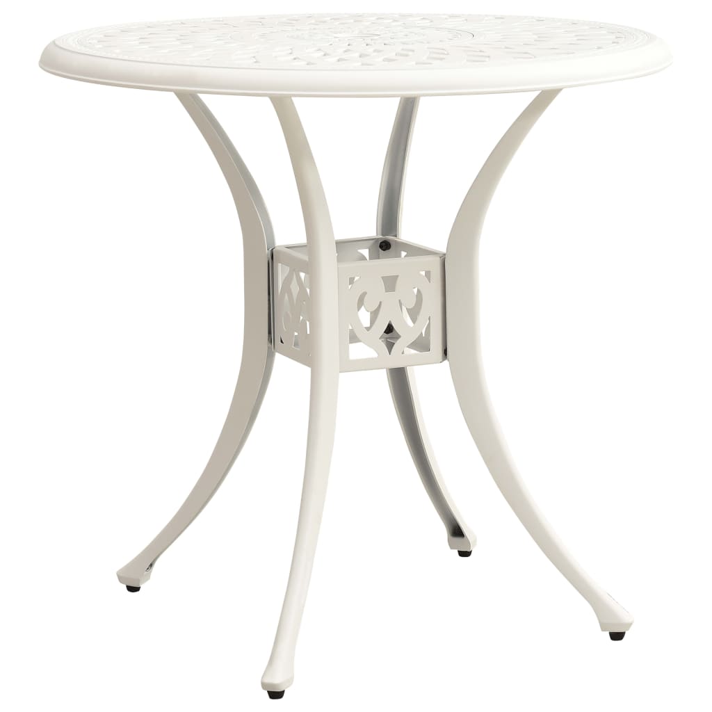 vidaXL Záhradný stôl biely 78x78x72 cm liaty hliník