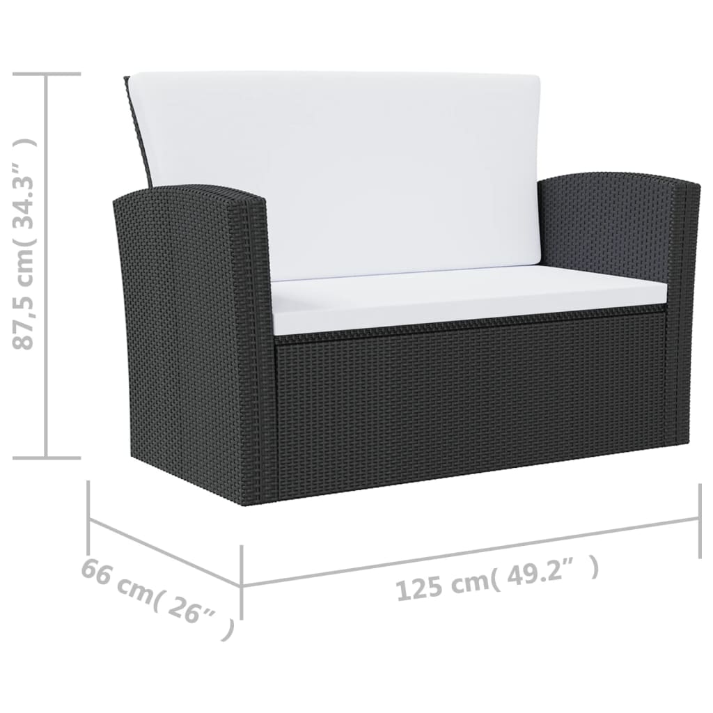 vidaXL 8-dielna záhradná sedacia súprava s vankúšmi polyratan čierna