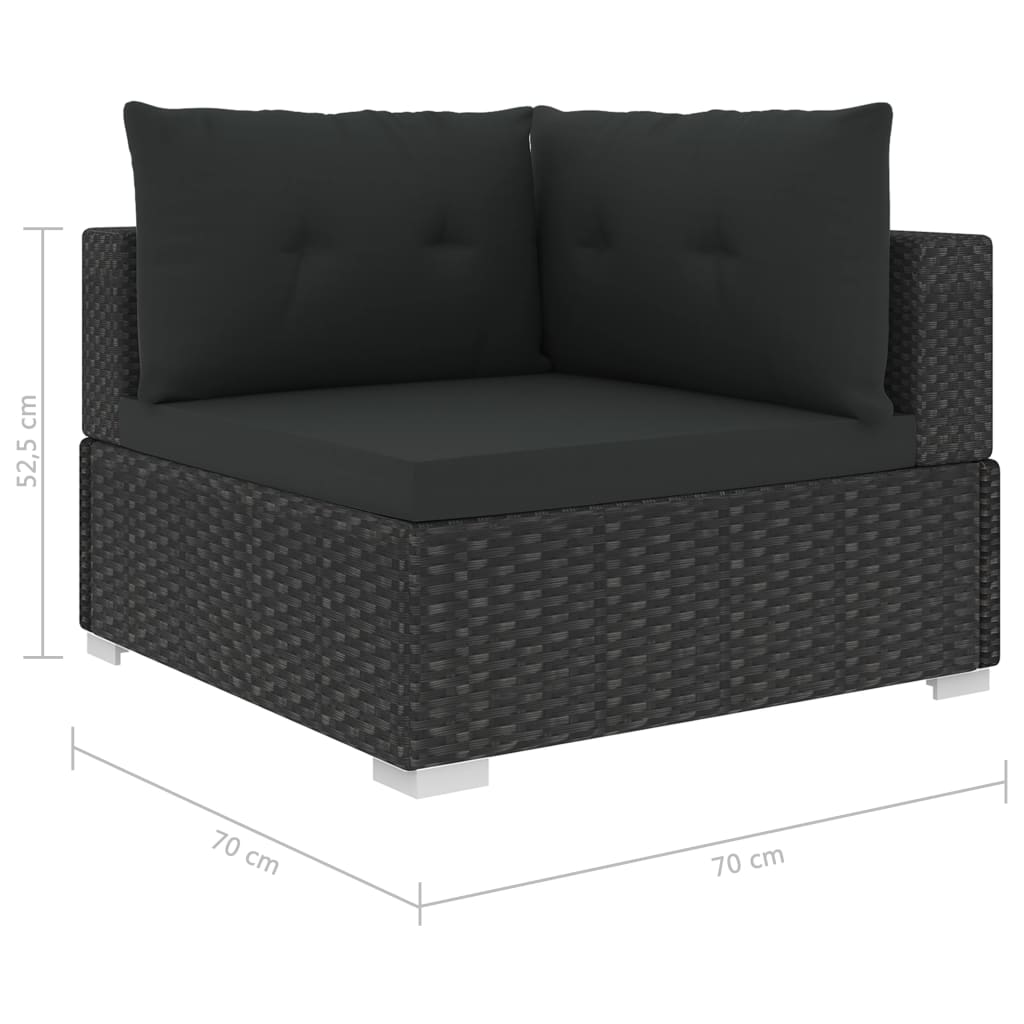 vidaXL 10-dielna záhradná sedacia súprava+podložky, polyratan, čierna